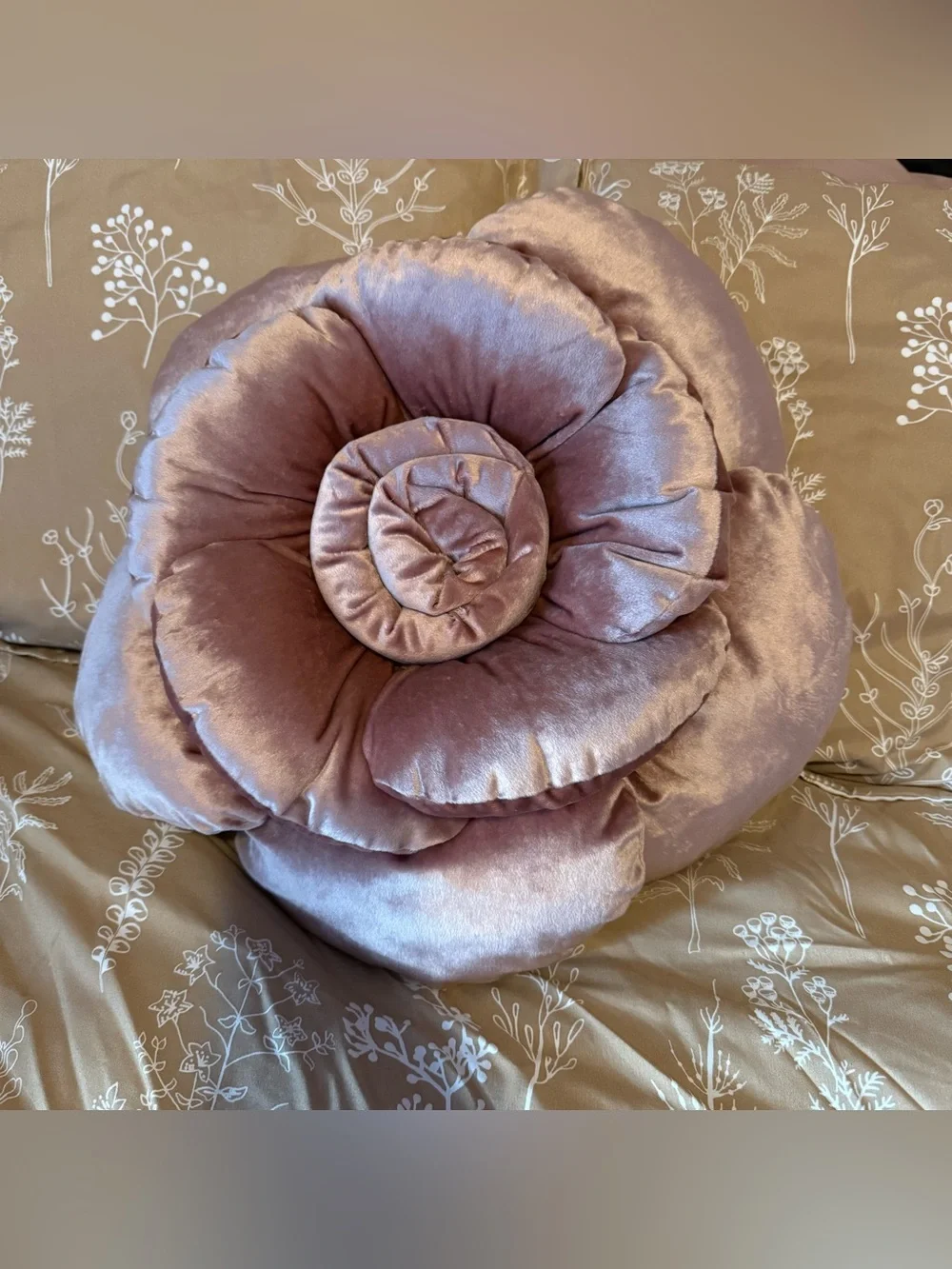 Plush Rosette Accent Pillow - Blush Pink